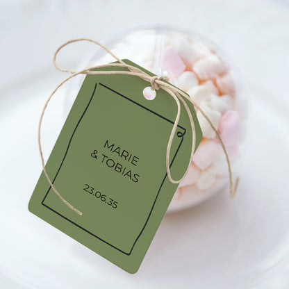 Geschenkbox Hochzeit Ball mit Wimpel-Etikett Alles grün foto N° 1