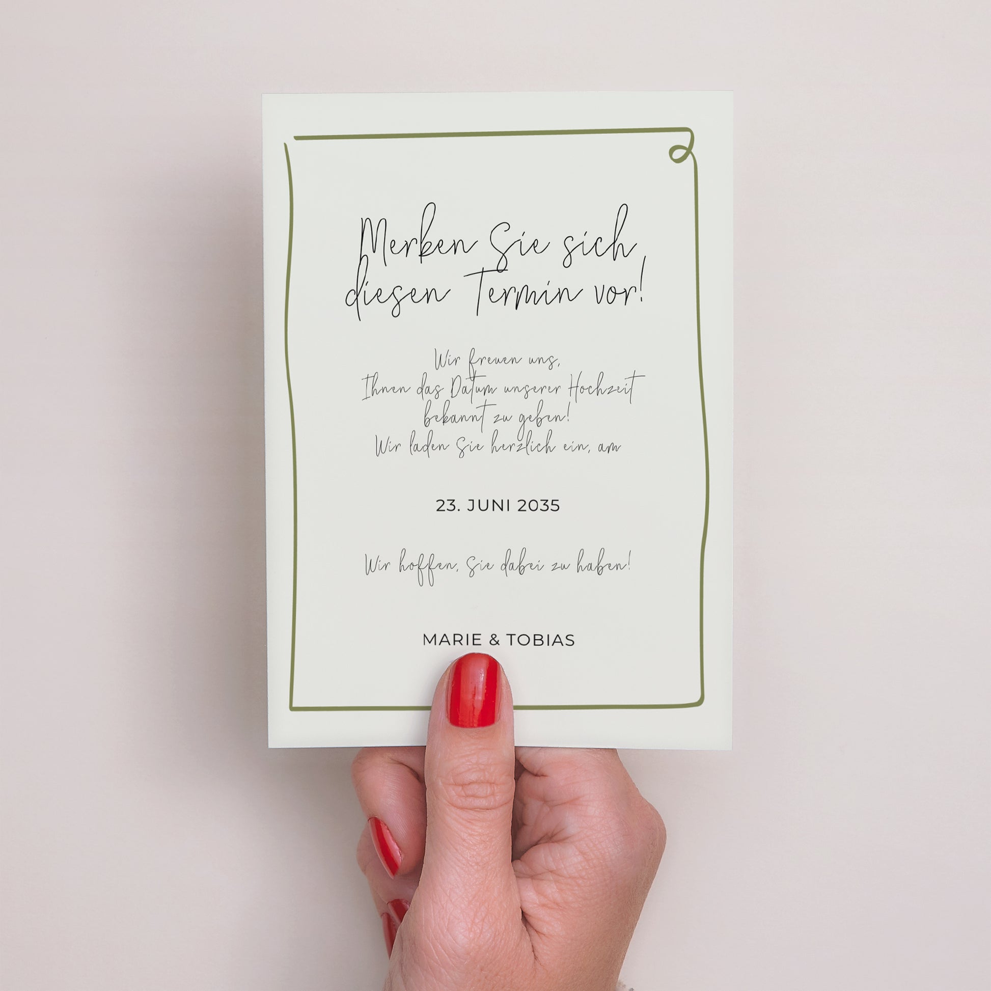 Save the date Karte Hochzeit Porträt Alles grün foto N° 3