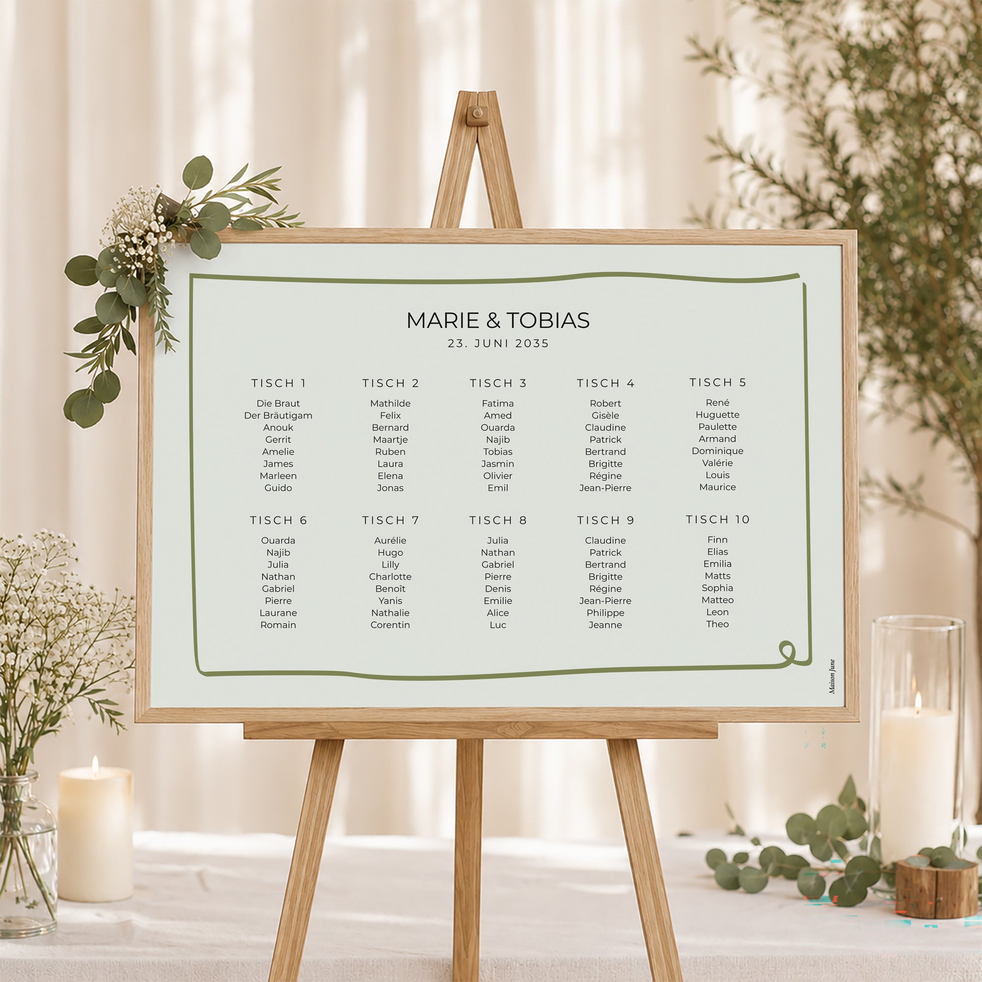Sitzplan Hochzeit Landschaft 90 x 60 cm Alles grün foto N° 1