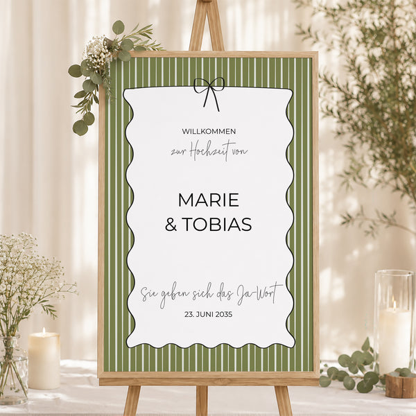 Begrüßungstafel Hochzeit Porträt 60 x 90 cm Alles grün foto