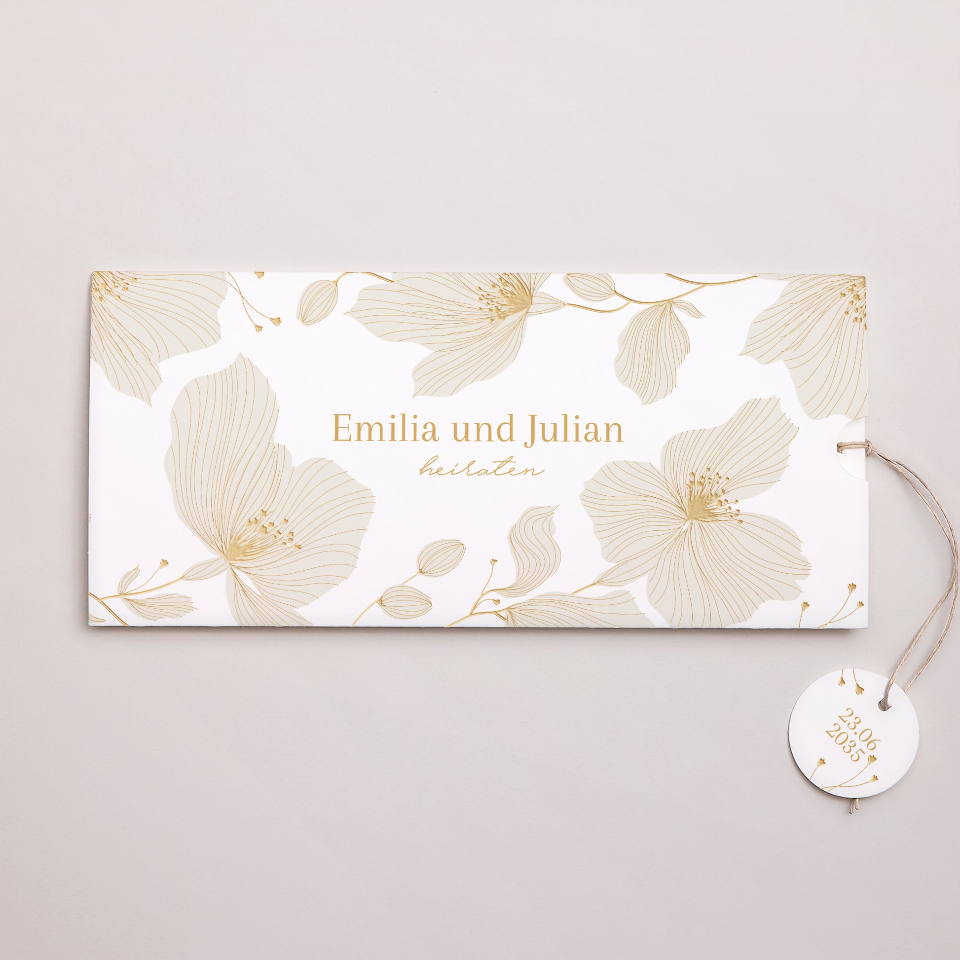 Hochzeitseinladung Mappe 2 Karten, Etikett Linea Botanica foto N° 1