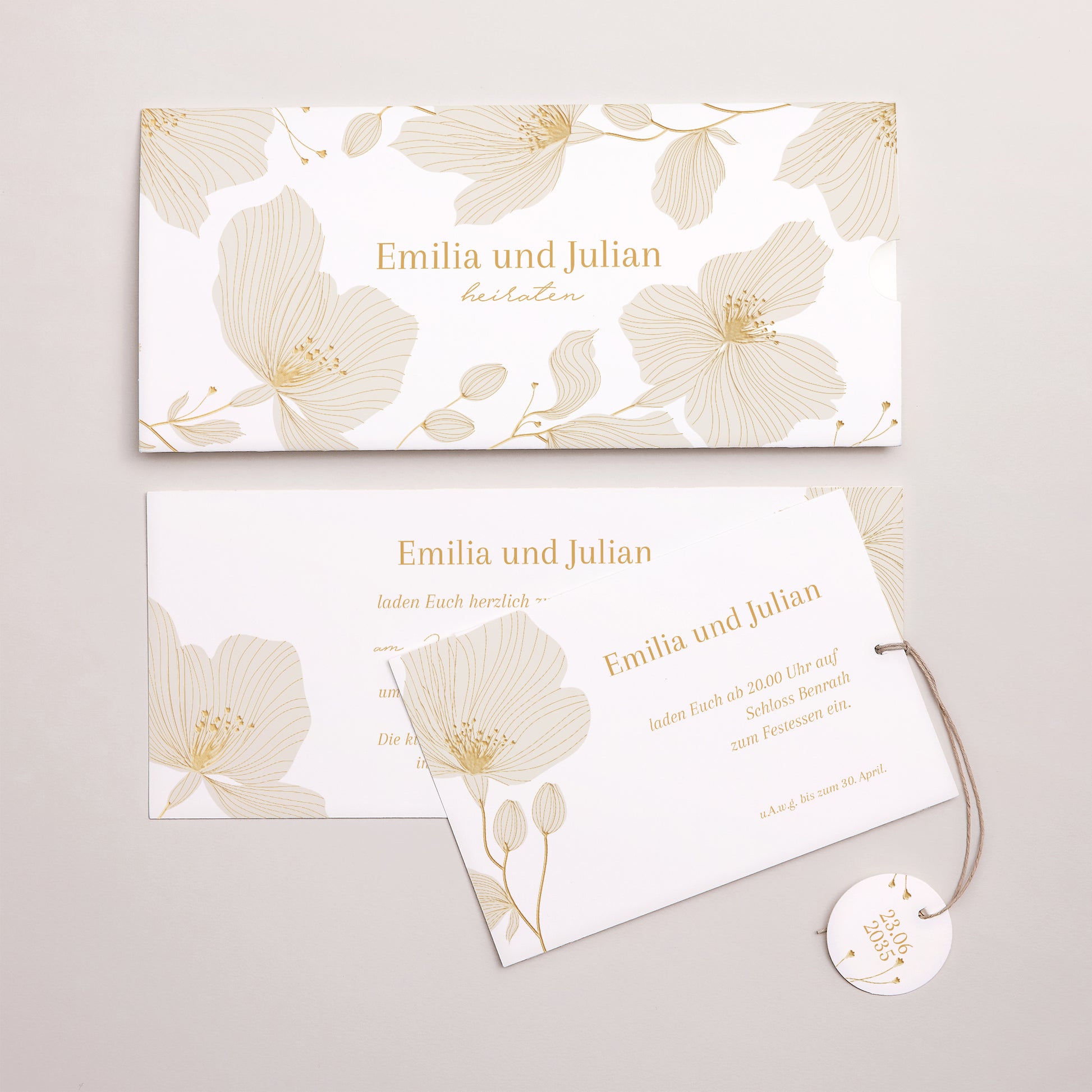 Hochzeitseinladung Mappe 2 Karten, Etikett Linea Botanica foto N° 3