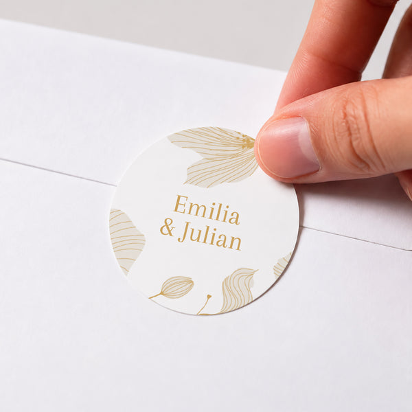 Sticker Hochzeit Rund Linea Botanica foto