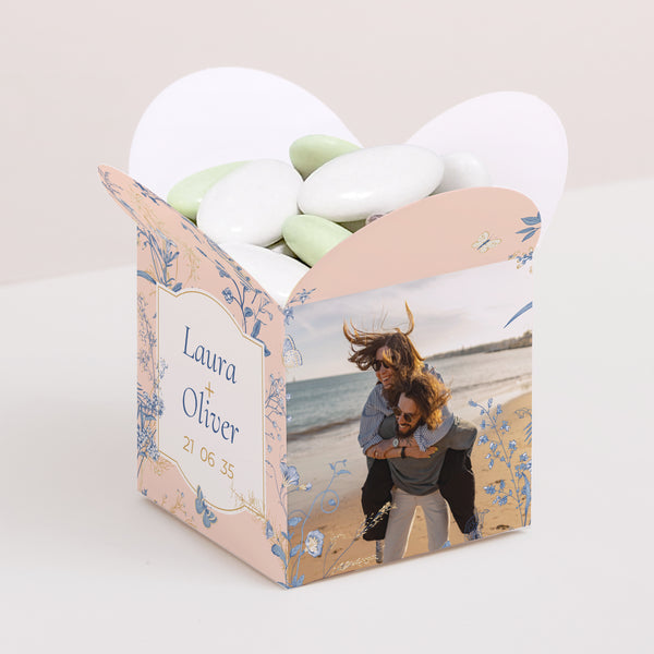 Geschenkbox Hochzeit Schmetterlingsöffnung Wildkräuter foto