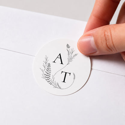 Sticker Hochzeit Rund Pflanzliche Eleganz foto N° 1