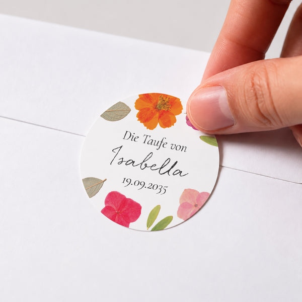 Sticker Taufe Rund Ein gesegneter Garten foto