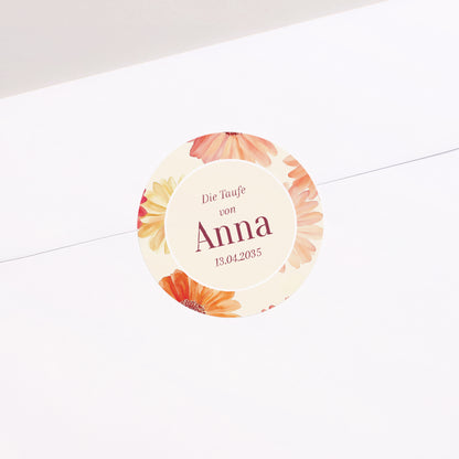 Sticker Taufe Rund Lichtblumen foto N° 2