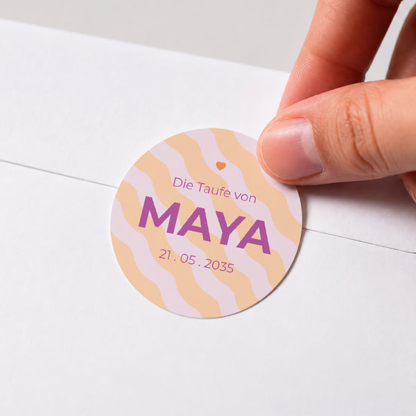 Sticker Taufe Rund Graziöse Wellen foto