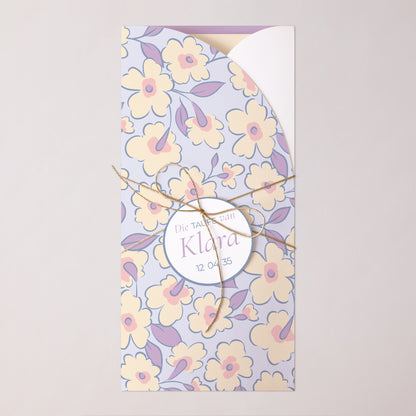Taufeinladung Tasche, 2 Karten, runden Etikett Sanfte Blüte foto N° 1