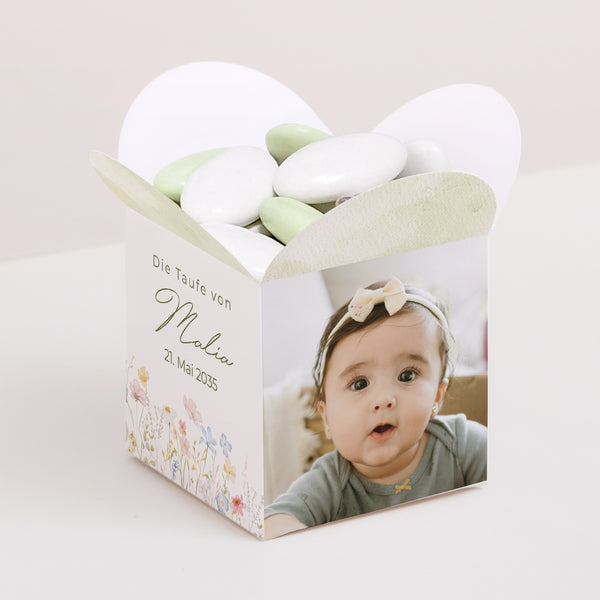 Geschenkbox Taufe Schmetterlingsöffnung Bauernhof-Taufe foto
