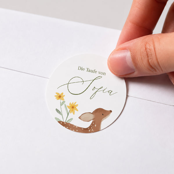 Sticker Taufe Rund Die Taufe im Wald foto