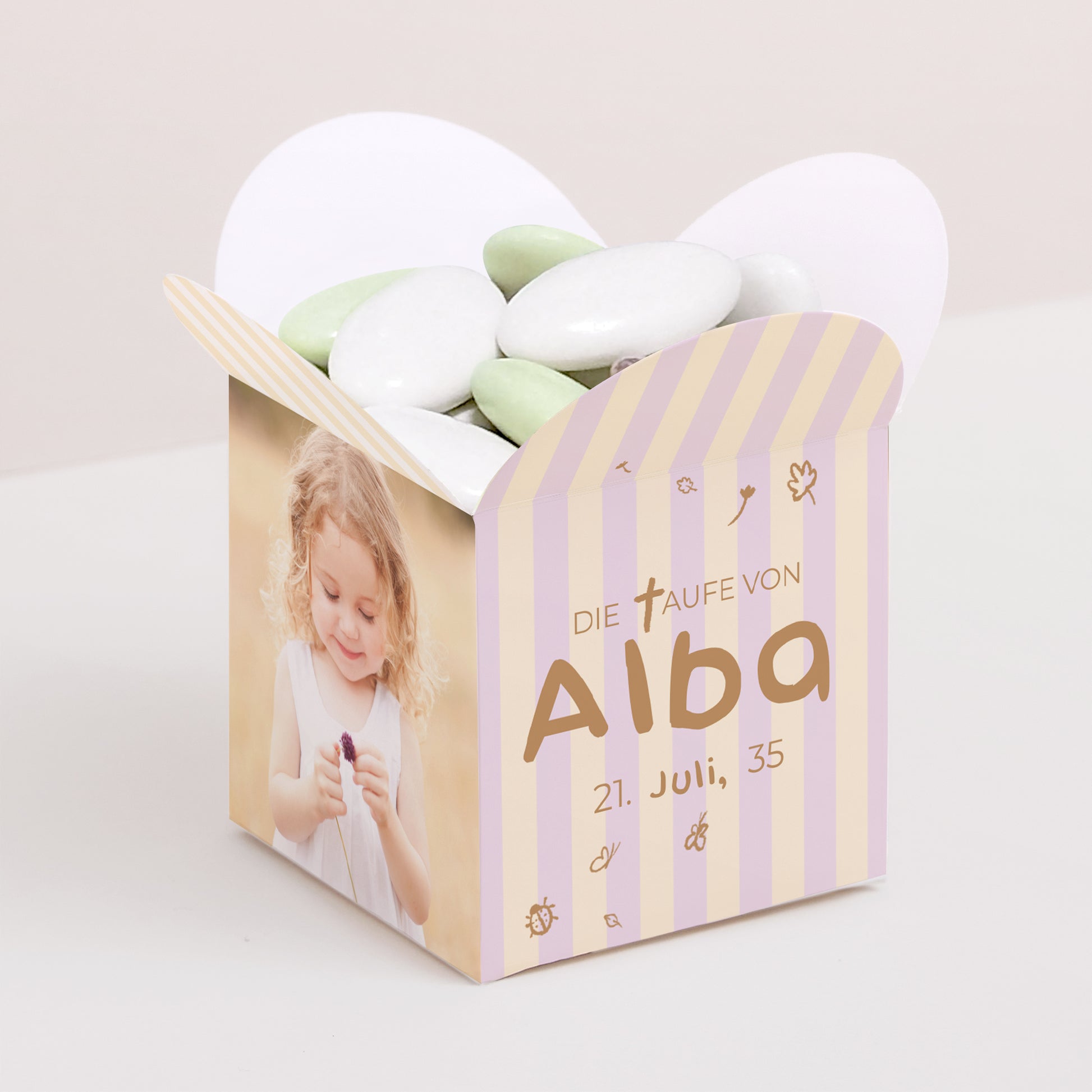 Geschenkbox Taufe Schmetterlingsöffnung Wertvoller Tag foto N° 1