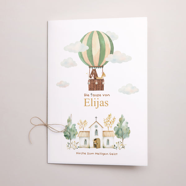 Kirchenheft Taufe Doppelflügel Taufe und Heißluftballon foto