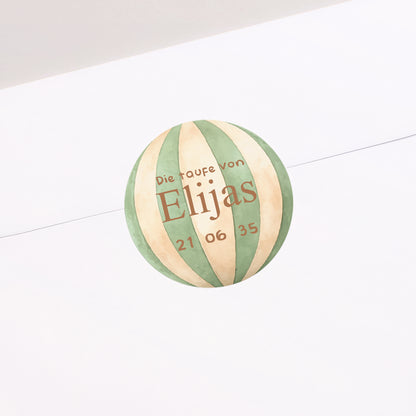 Sticker Taufe Rund Taufe und Heißluftballon foto N° 2