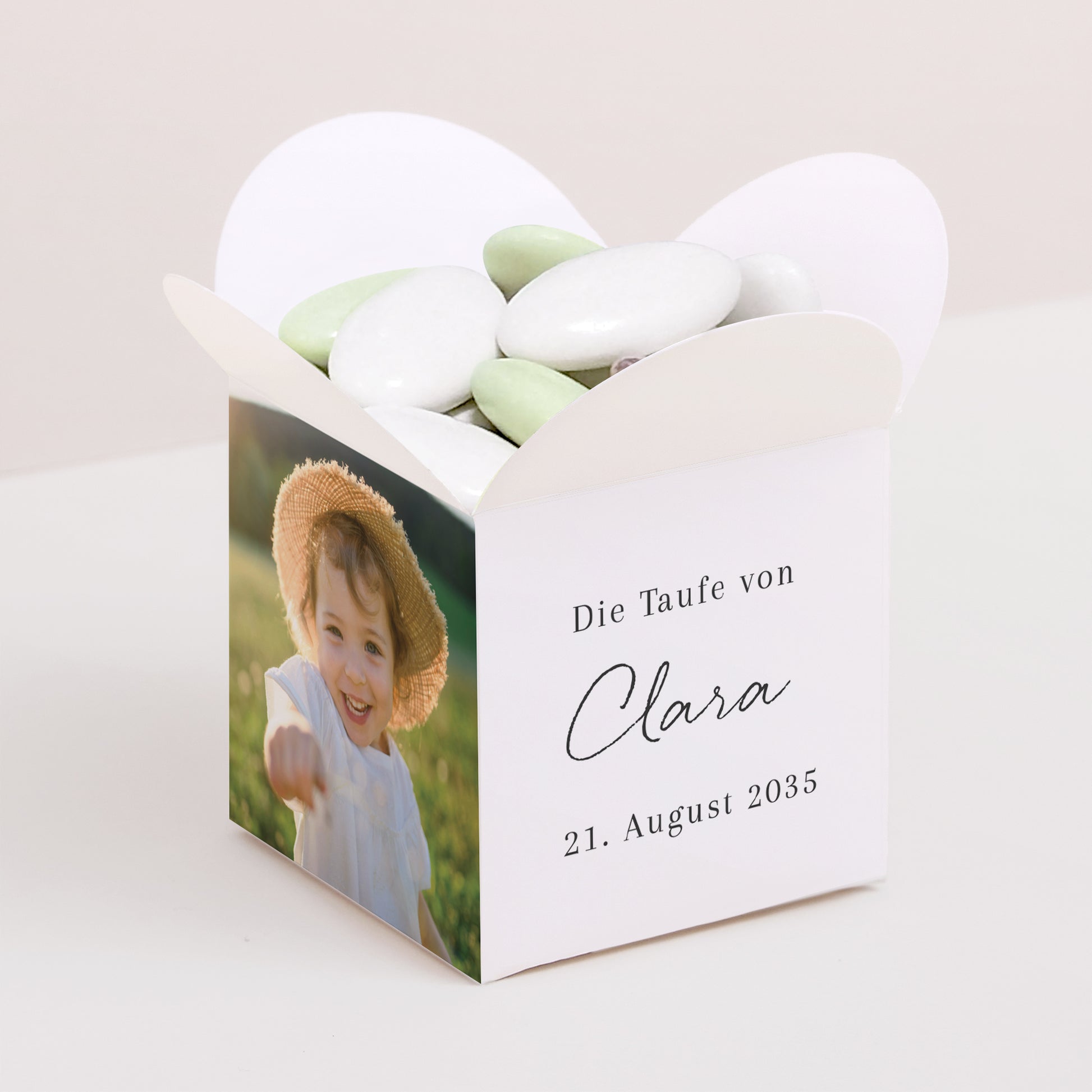 Geschenkbox Taufe Schmetterlingsöffnung Essenz des Moments foto N° 1