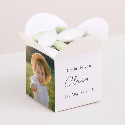 Geschenkbox Taufe Schmetterlingsöffnung Essenz des Moments foto N° 1