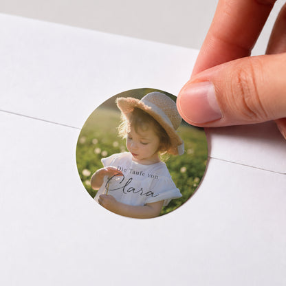 Sticker Taufe Rund Essenz des Moments foto N° 1