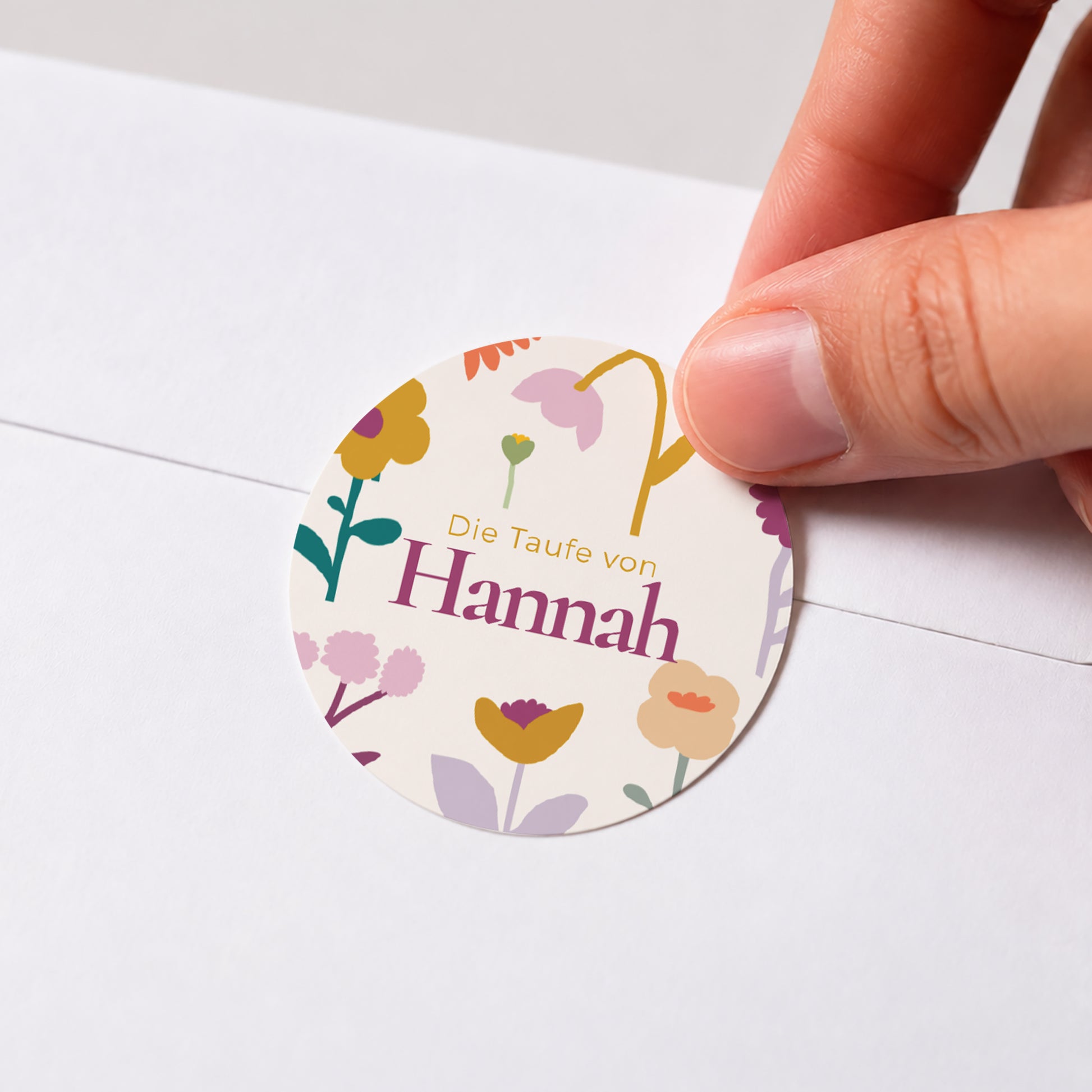 Sticker Taufe Rund Knospen der Freude foto N° 1