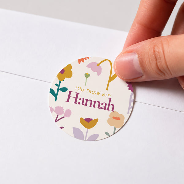 Sticker Taufe Rund Knospen der Freude foto