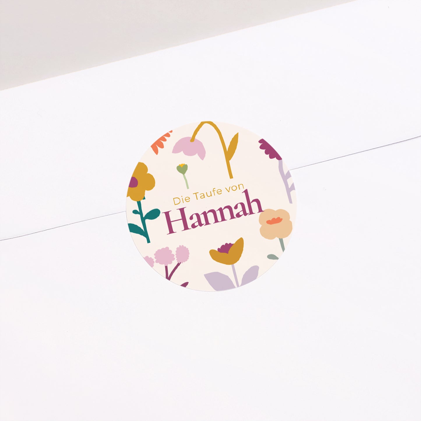 Sticker Taufe Rund Knospen der Freude foto N° 2