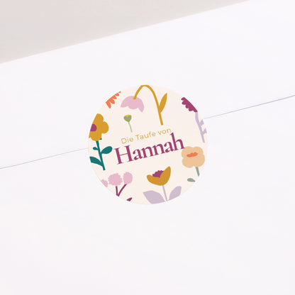 Sticker Taufe Rund Knospen der Freude foto N° 2