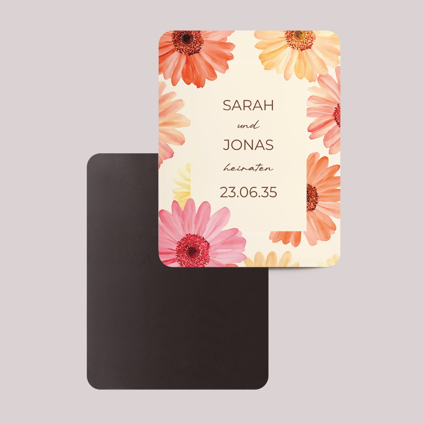Save the date Karte Hochzeit Set von 8, magnetisch, rechteckig mit abgerundeten Ecken Blütenflocken foto N° 2