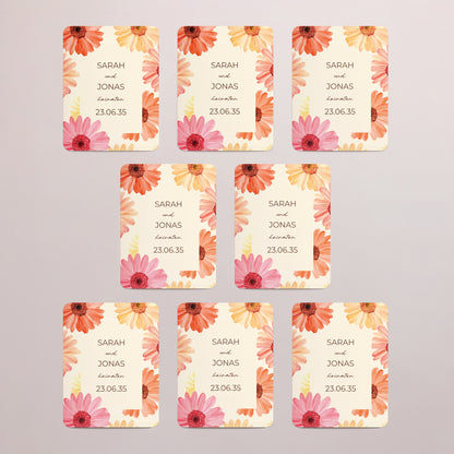 Save the date Karte Hochzeit Set von 8, magnetisch, rechteckig mit abgerundeten Ecken Blütenflocken foto N° 3