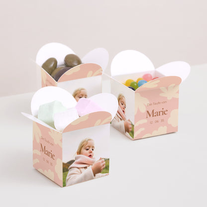 Geschenkbox Taufe Schmetterlingsöffnung Blumen-Taufe foto N° 3