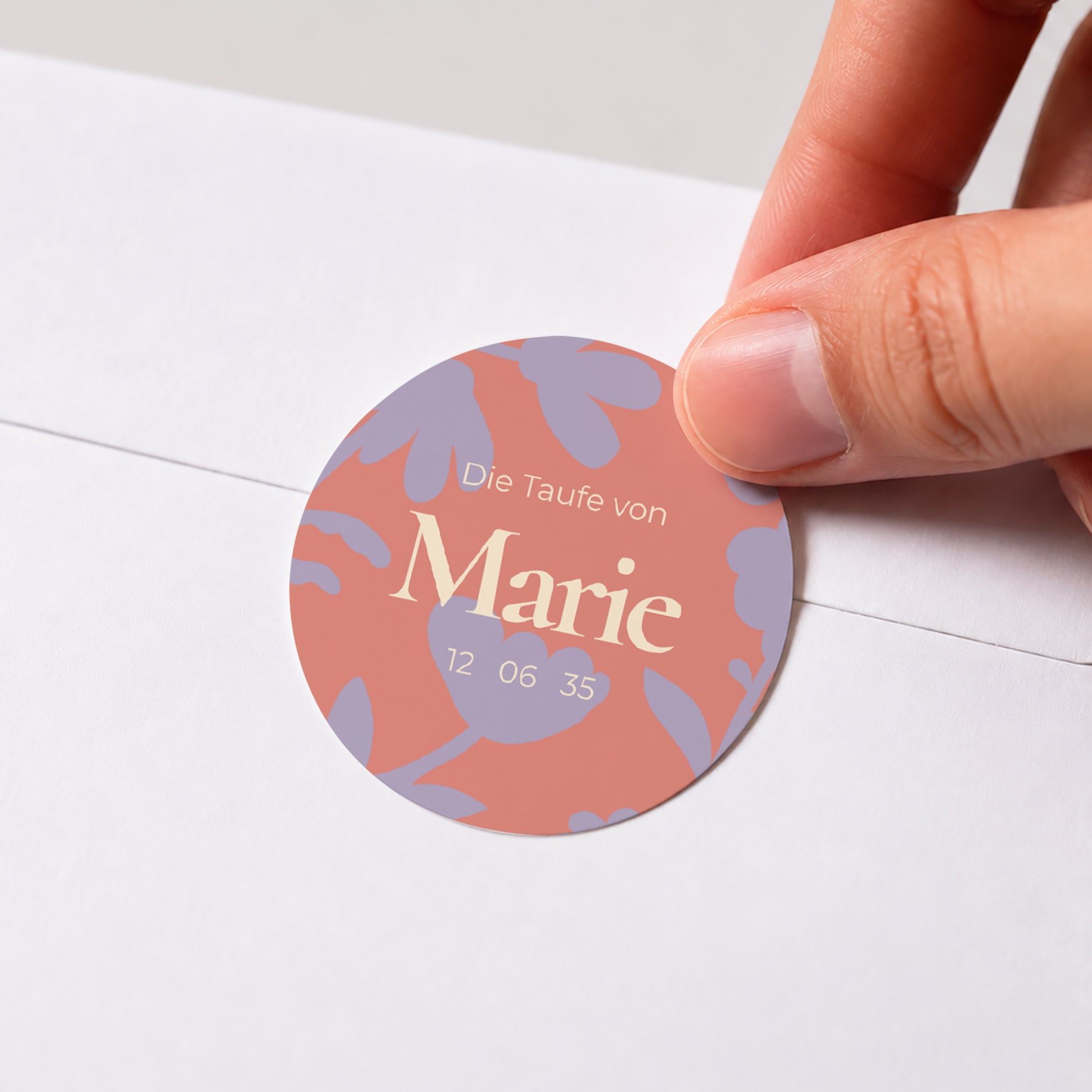 Sticker Taufe Rund Blumen-Taufe foto N° 1