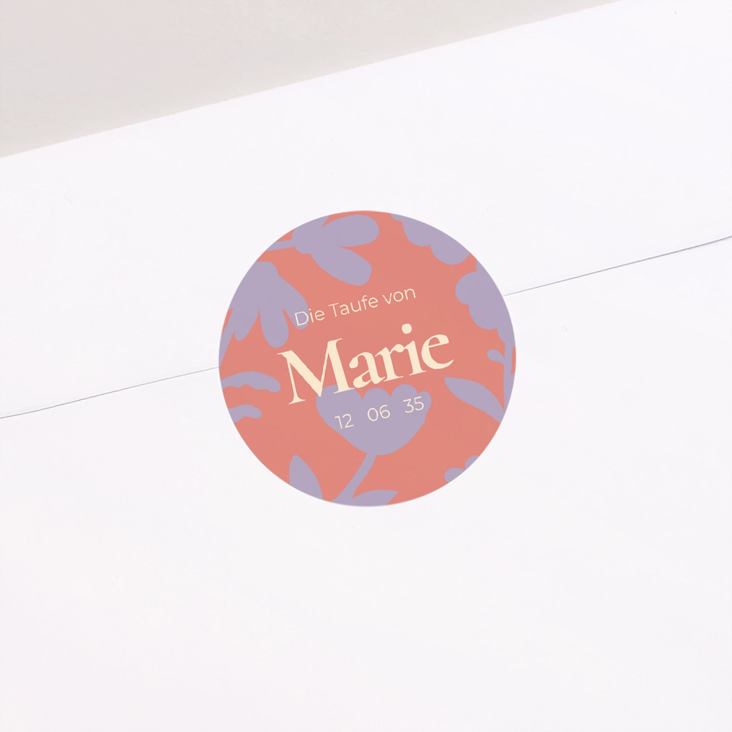 Sticker Taufe Rund Blumen-Taufe foto N° 2