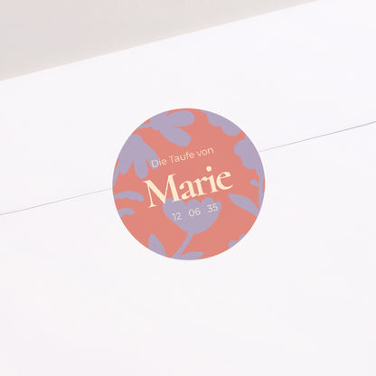 Sticker Taufe Rund Blumen-Taufe foto N° 2
