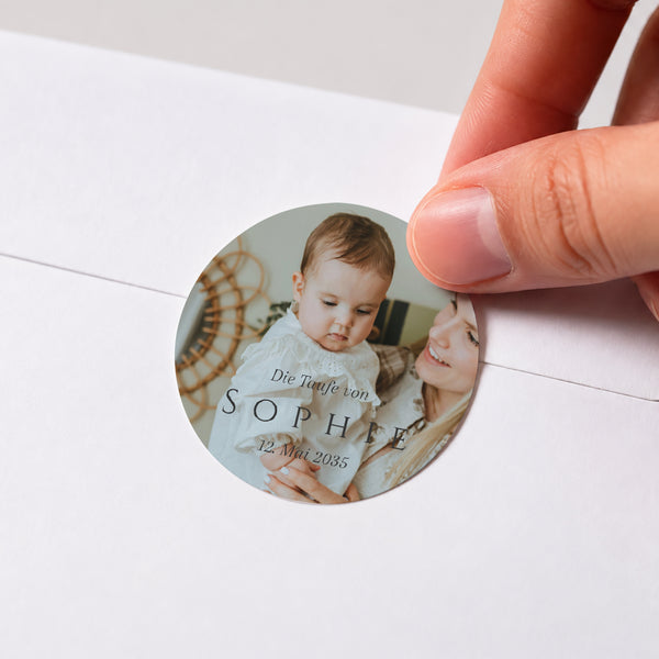 Sticker Taufe Rund Unter dem Blick Gottes foto