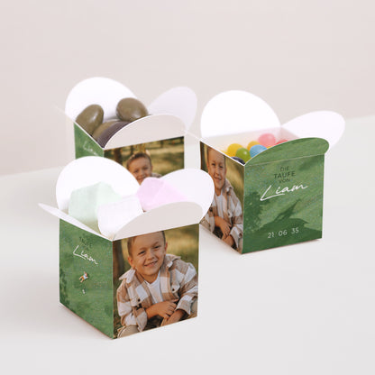 Geschenkbox Taufe Schmetterlingsöffnung Seine Taufe im Gras foto N° 3