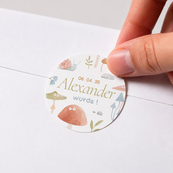 Sticker Geburt Rund Die kleine Welt des Waldes foto