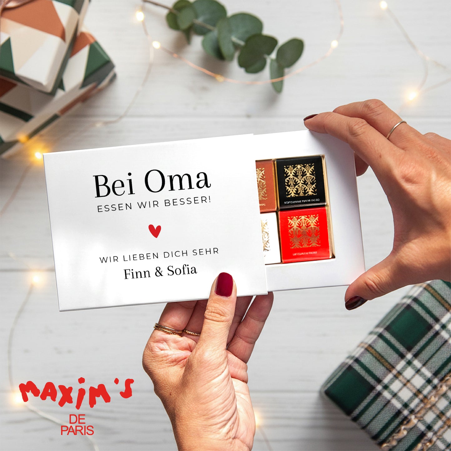 Personalisierte Schokoladenbox Objekte 6 Schokoladen Zärtlichkeit von Oma foto N° 1