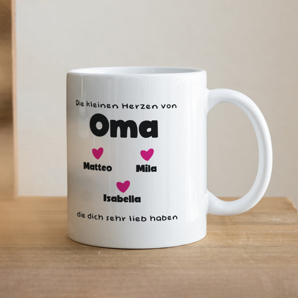 Tasse Objekte Weiß Die kleinen Herzen von Oma foto
