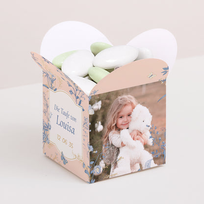 Geschenkbox Taufe Schmetterlingsöffnung Ein blühender Moment foto N° 1