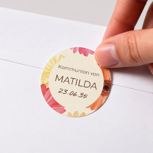 Sticker Kommunion Rund Lichtblüten foto