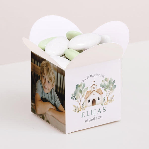 Geschenkbox Kommunion Schmetterlingsöffnung Das Haus des Lichts foto