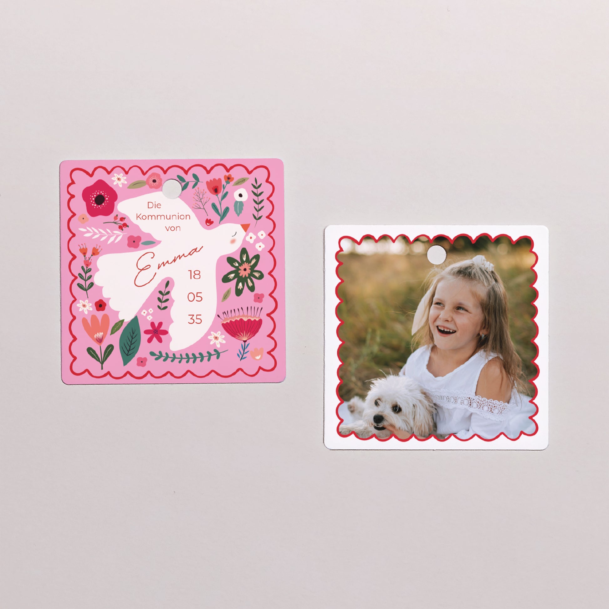 Geschenkbox Kommunion Kugel mit quadratischem Etikett Sublimes Instant foto N° 3