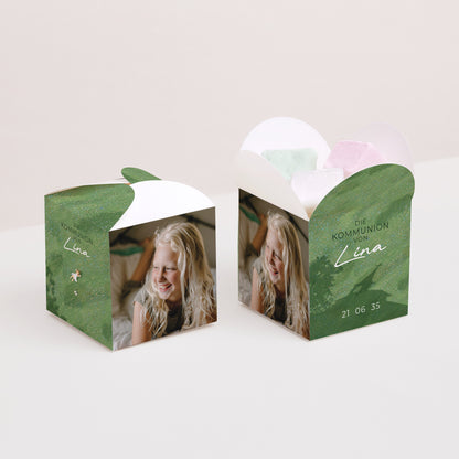 Geschenkbox Kommunion Schmetterlingsöffnung Eine Kommunion im Gras foto N° 2