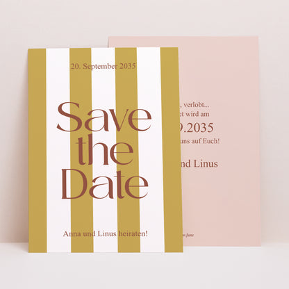 Save the date Karte Hochzeit Porträt Vereinte Linien foto N° 1