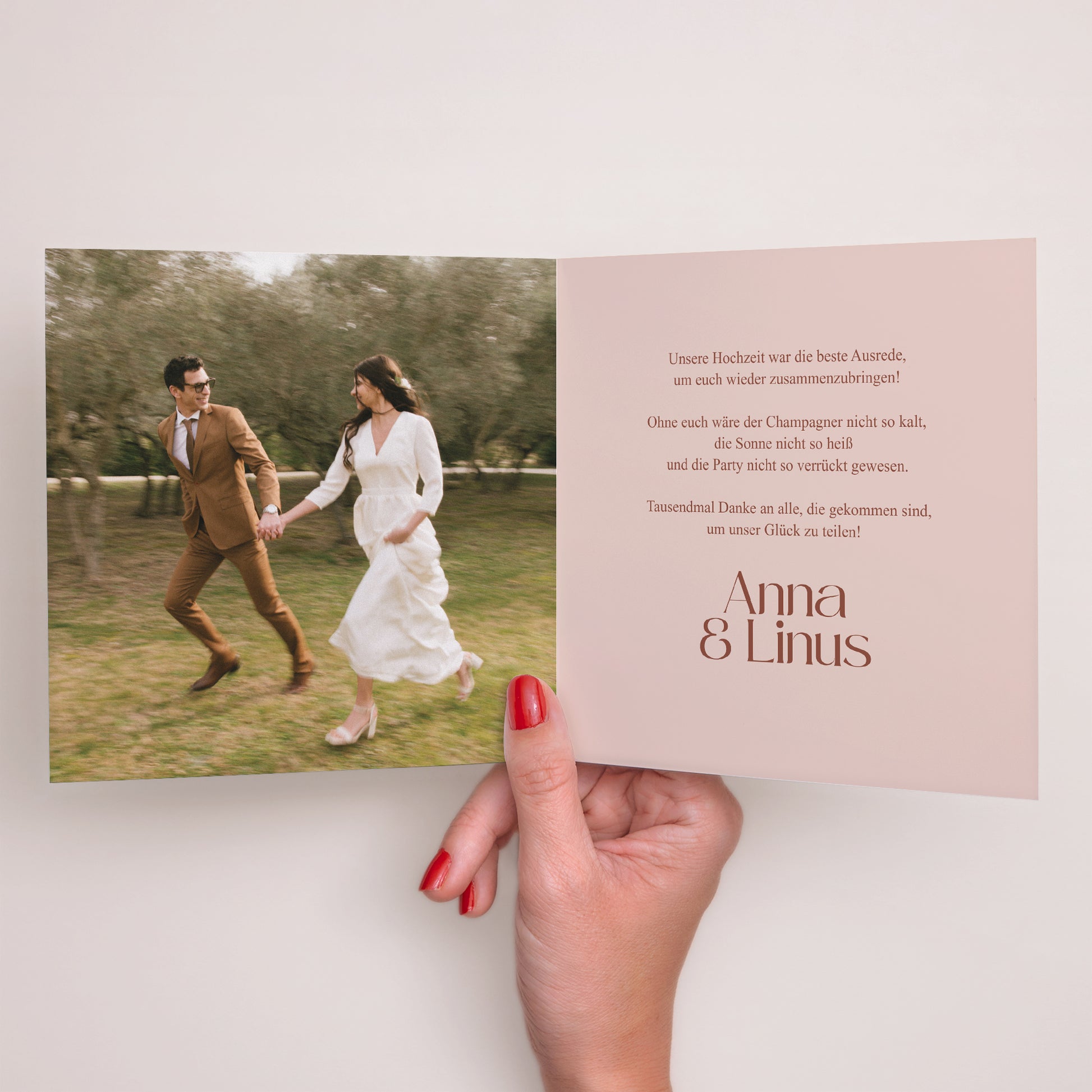 Dankeskarte Hochzeit Doppelflügelfenster Vereinte Linien foto N° 2