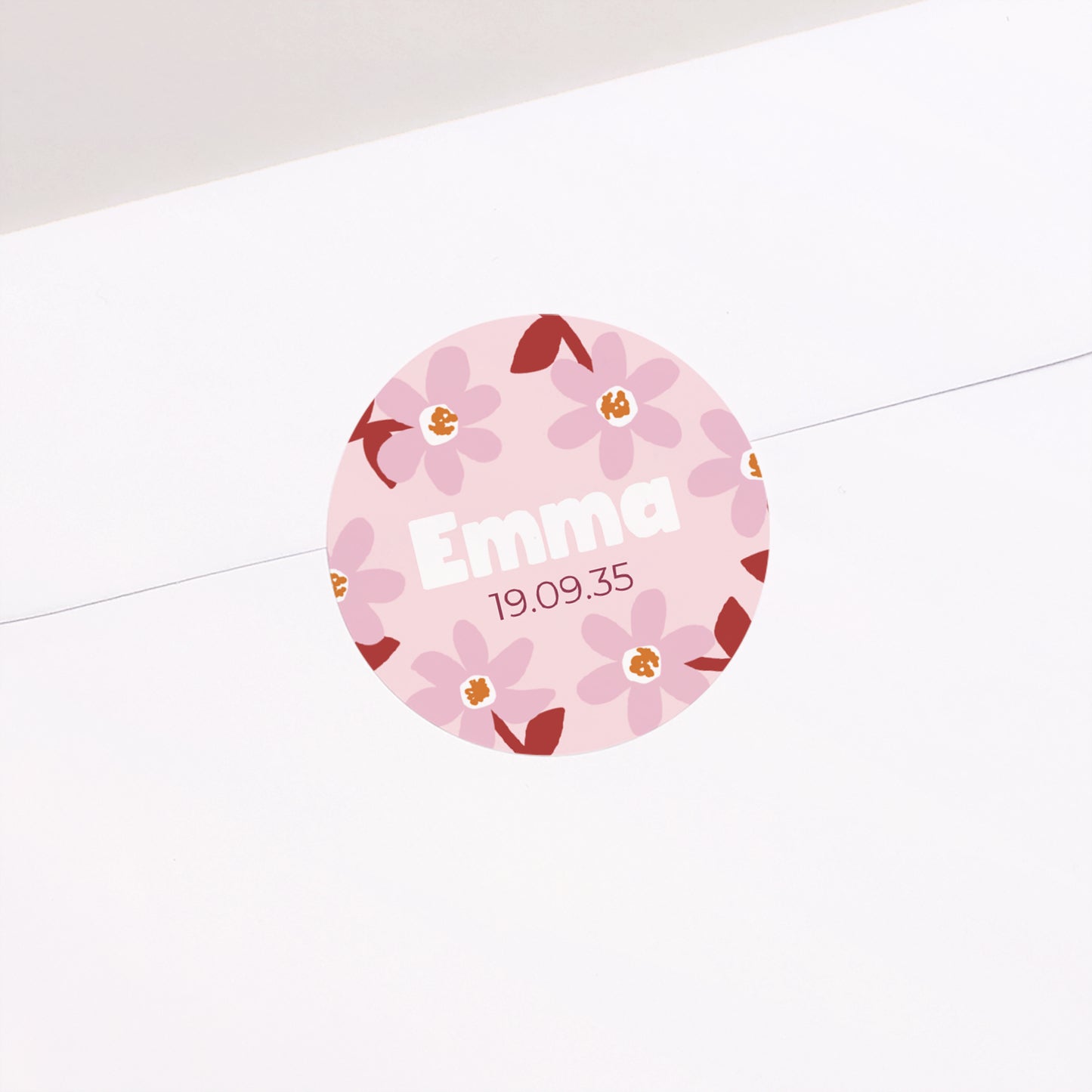 Sticker Geburt Rund Pink Bloom foto N° 2