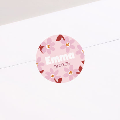 Sticker Geburt Rund Pink Bloom foto N° 2