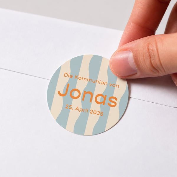 Sticker Kommunion Rund Sanfte Wellen des Morgens foto