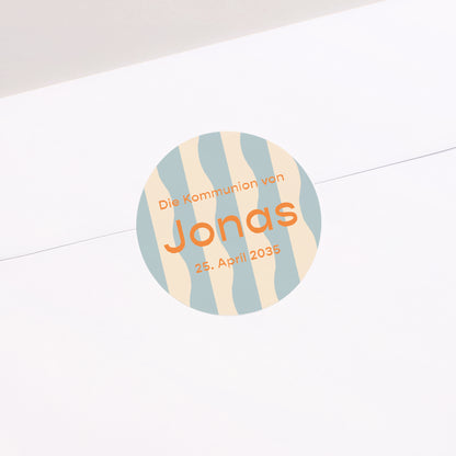 Sticker Kommunion Rund Sanfte Wellen des Morgens foto N° 2