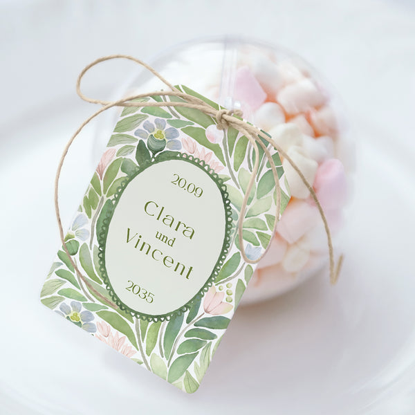 Geschenkbox Hochzeit Ball mit Wimpel-Etikett Der Garten der Versprechen foto