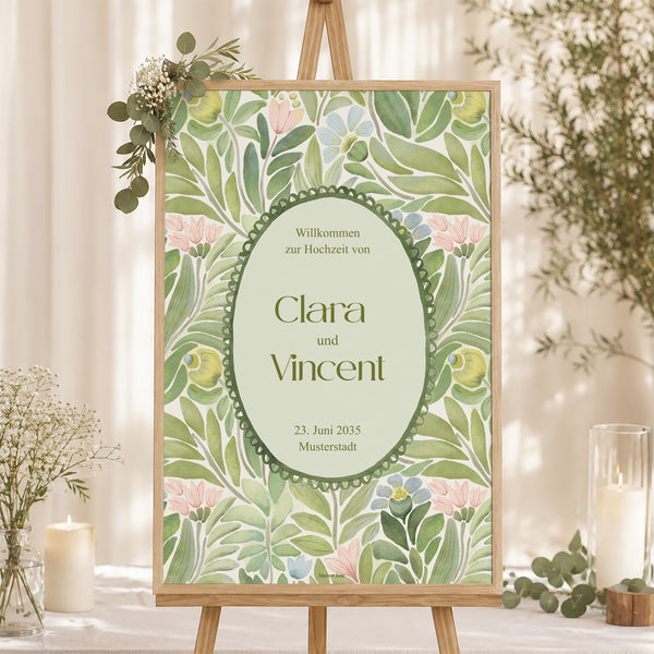 Begrüßungstafel Hochzeit Porträt 60 x 90 cm Der Garten der Versprechen foto