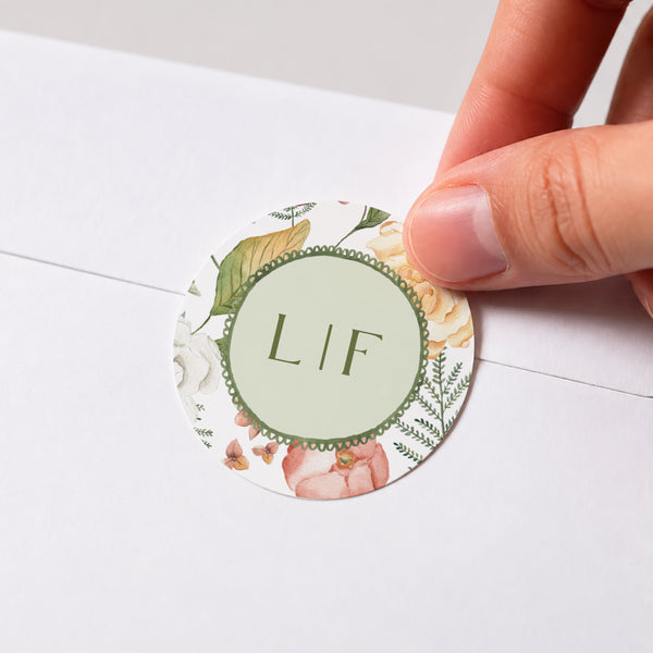 Sticker Hochzeit Rund Liebesgarten foto